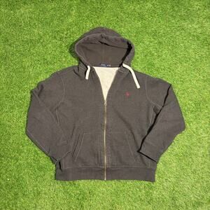 Polo Ralph Lauren Hoodie Mens XXL Black Full Zip Sweater Fleece Jacket
